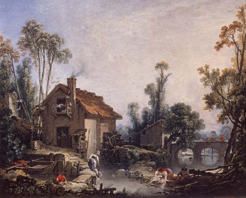 Francois Boucher Landscape with a Watermill china oil painting image